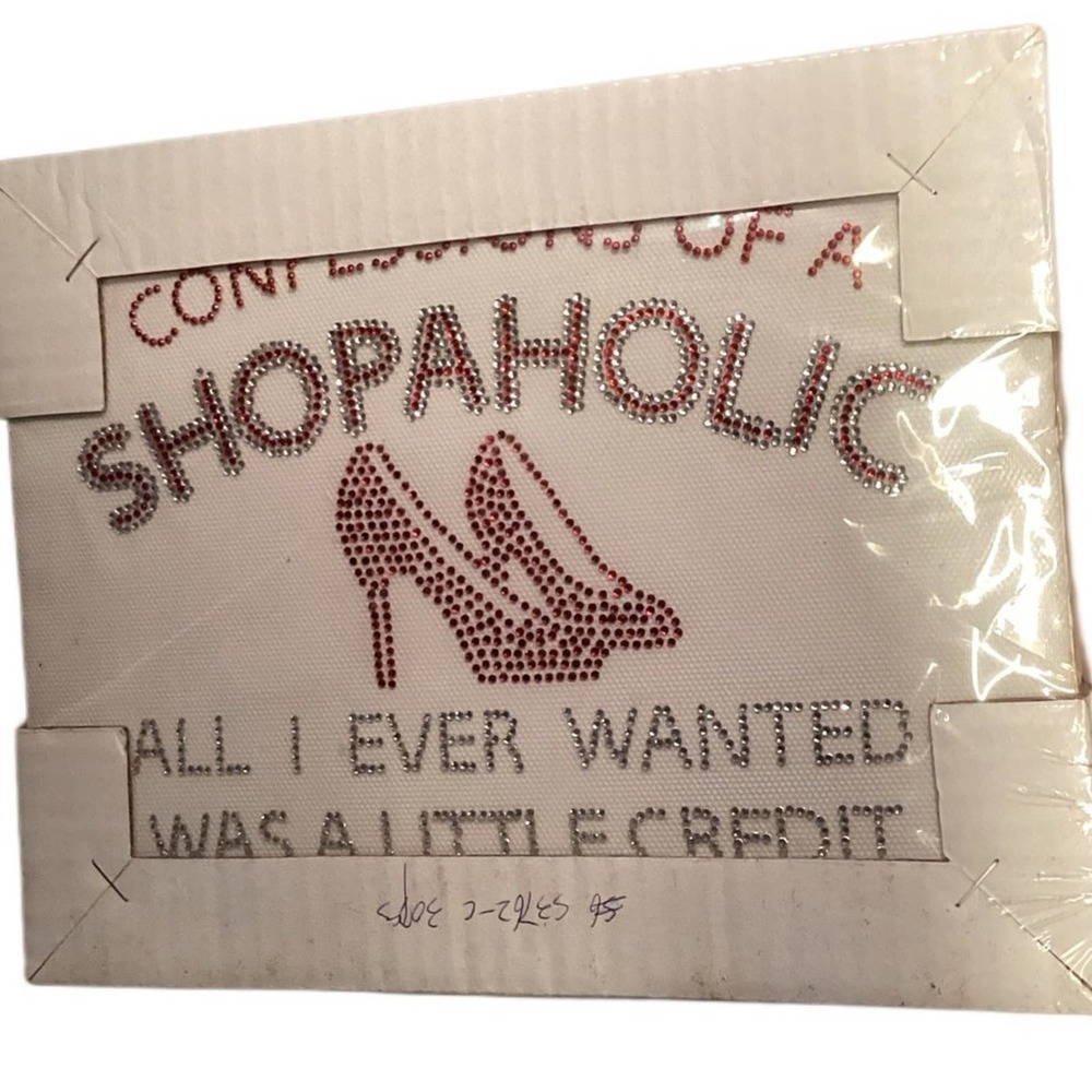 Rhinestone Transfer Unisex OS Red Silver Good Shopaholic High Heels - Picture 3 of 3